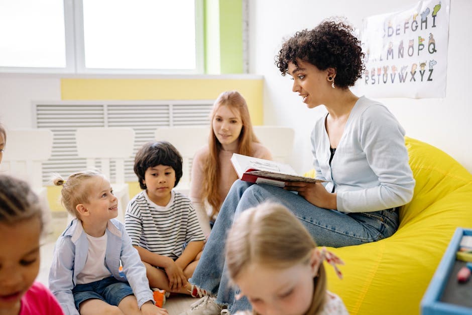 Students using educational board games in modern classroom