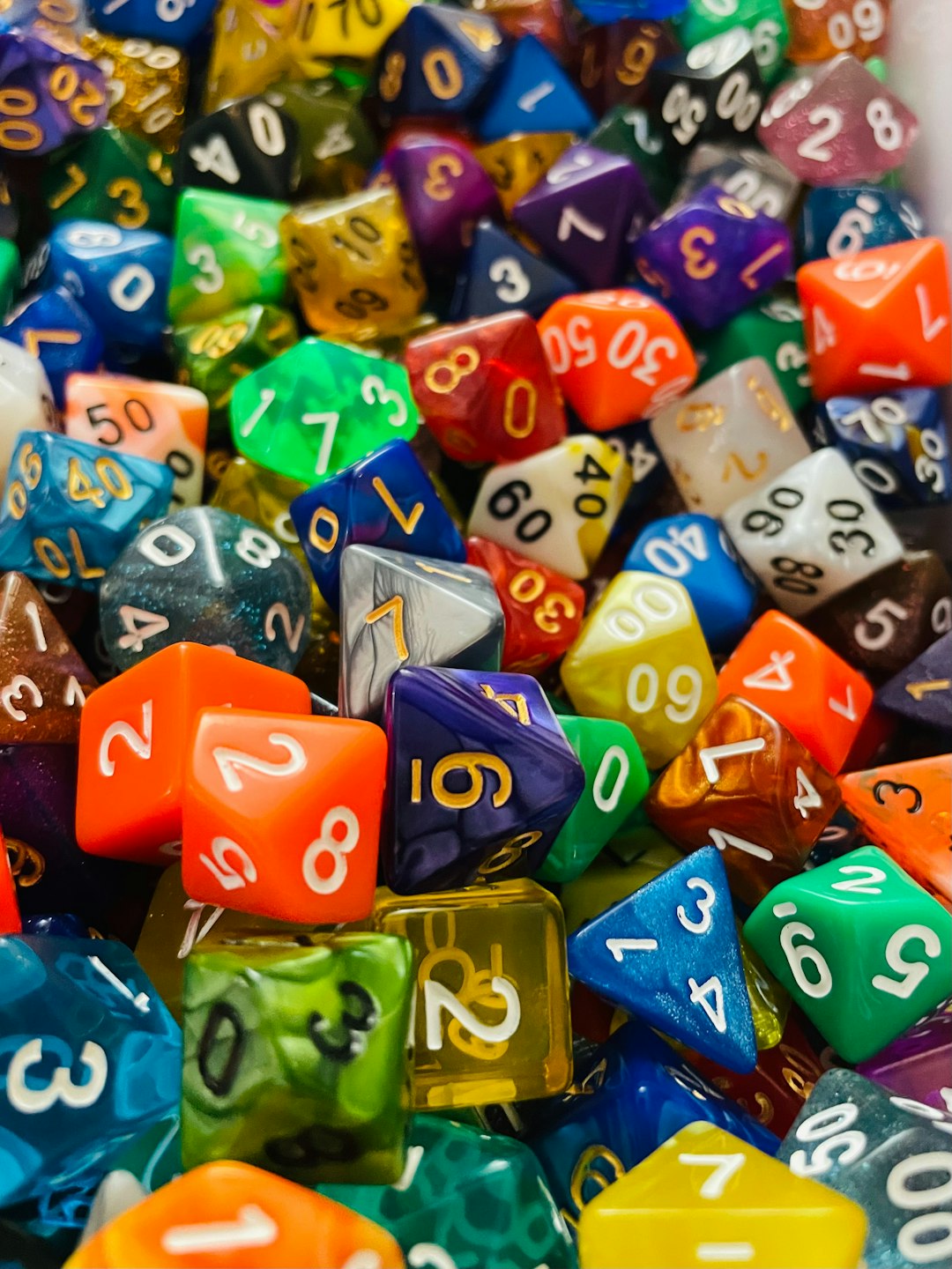 Colourful dice rolling on a bright game board at a family game night